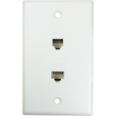 122-WH - Telephone and CAT 5e Wallplate