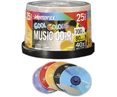 1540-2510 - 40x Cool Colors Write-Once CD-R Spindle for Audio