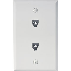 301-214WH - Dual 4-Conductor Flush Wall Plate