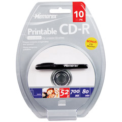 3202-4724 - 52x Write-Once CD-R 80 with White Ink Jet Printable Surface