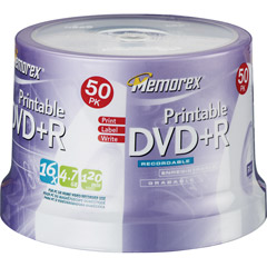3202-4753 - 16x Write-Once DVD+R with White Ink Jet Printable Surface