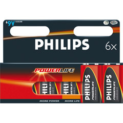 9V/6 PHILIPS - PowerLife Alkaline Battery Retail Packs