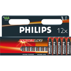 AAA12 PHILIPS RTL - AAA PowerLife Alkaline Battery Retail Pack