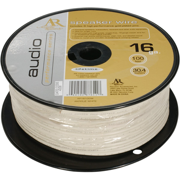 AP-16100W - Performance Series 16-Gauge Oxygen-Free Speaker Wire (White)