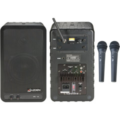APS-25-VH1/A4 - Single-Channel VHF Powered Speaker System with Wireless Mics
