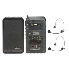 APS-25-VS1/A4 - Single-Channel VHF Powered Speaker System with Wireless Mics
