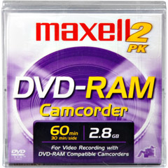 DVD-RAM CAM/PANA/2PK - 8cm DVD-R & DVD-RAM Round Cartridges for DVD Camcorders