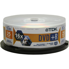 DVD+R47FCB/25 - 16x Write-Once DVD+R Recordable Spindle