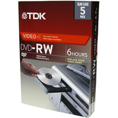 DVD+RW47VCMB5 - Rewritable DVD+RW for Video in Movie Case