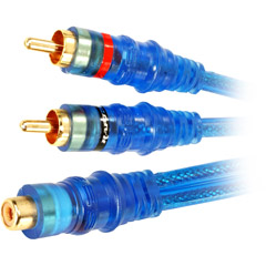 NBRCA-Y1 - Raptor Neon Blue Series RCA Y-Adapters