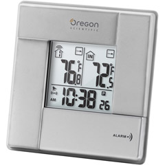 OREGON SCIENTIFIC - RAR-381BLR-SILVER - Wireless Indoor/Outdoor Thermometer  with Digital Clock