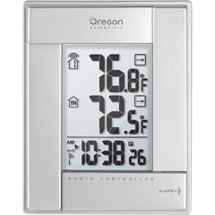RMR-382A-SILVER - Wireless Indoor/Outdoor Thermometer with Atomic Clock