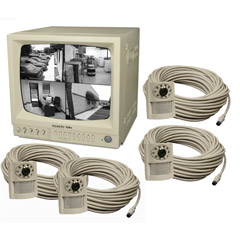 SLM427 - 12'' B/W Quad Monitor with 4 Weather-Proof Cameras and PIR