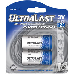 UL-123/2 - 3V CR123 Photo Lithium Battery Retail Pack