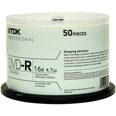 Z16-RISHCB50 - 16x Write-Once DVD-R Inkjet Silver Hub Printable Surface