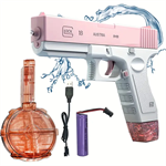 Electric Water Gun PINK For Kids Adults MM11206 Automatic Water Gun Toy, Double Magazine 434CC+58CC Large Capacity, 25 FT Long Range
